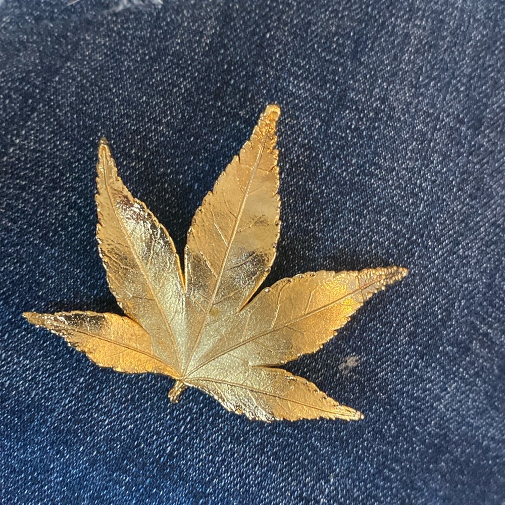 ❤️Pretty Bright Gold Tone Leaf Brooch❤️